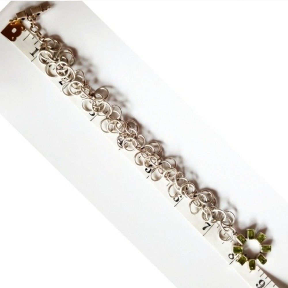 Chainmaille Multi Loop Peridot Green Crystals Cir… - image 8